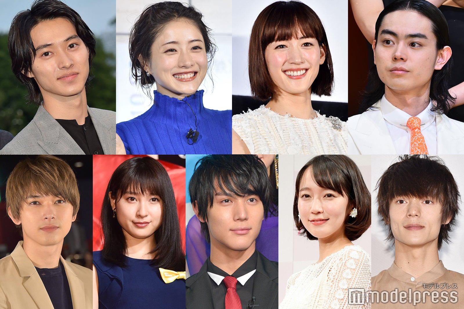 （左上から時計回りに）山崎賢人、石原さとみ、綾瀬はるか、菅田将暉、窪田正孝、吉岡里帆、中川大志、土屋太鳳、吉沢亮（C）モデルプレス