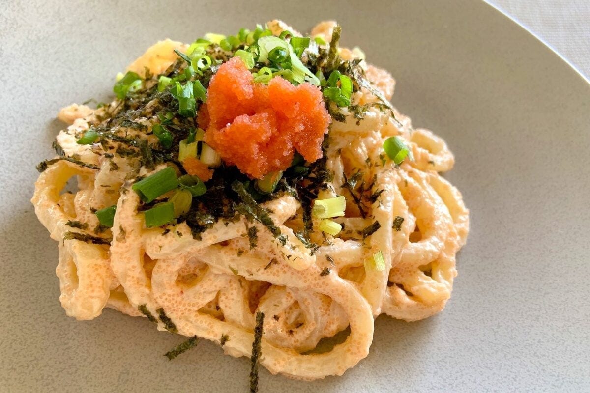 冷やしガーリックたらこうどん