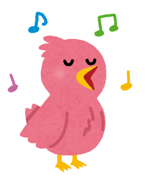 歌う鳥のカップルのイラスト（バラバラ）