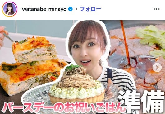 渡辺美奈代Instagramより