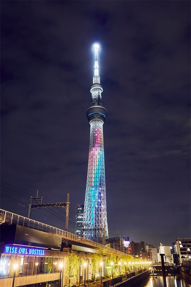 東京スカイツリーNiziUライティング（提供写真）