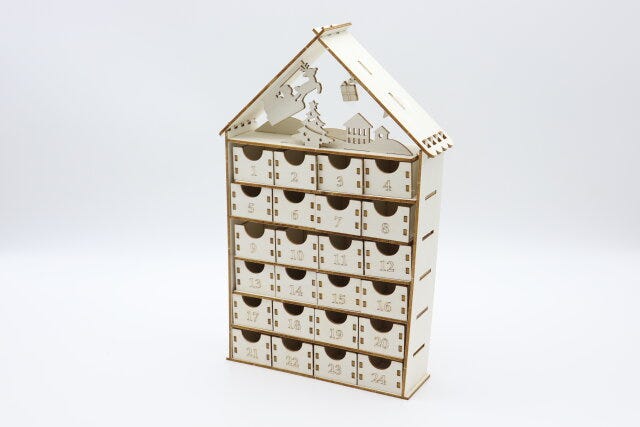 ウッドアドベントカレンダーキット(ハウス型) 完成 ウッドアドベントカレンダーキット(ハウス型) 完成