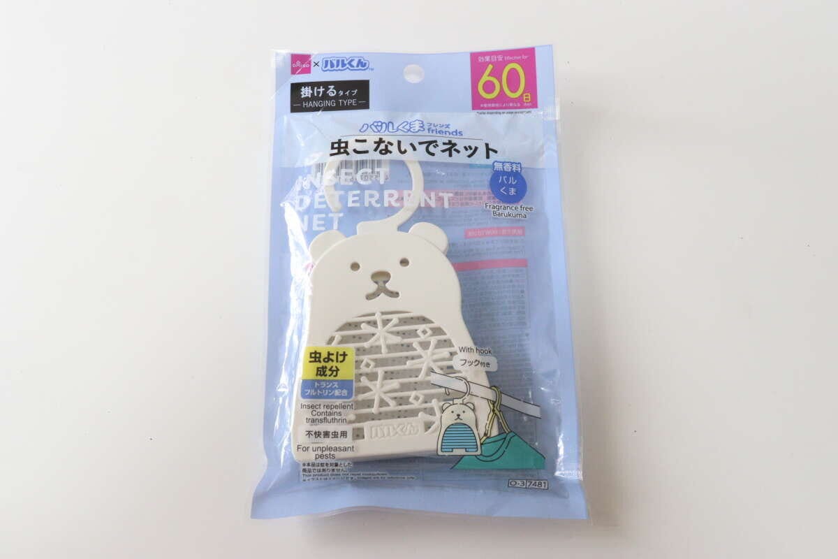 ダイソー　Dバルくん虫こないでネット（掛けるタイプ、バルくま）　パッケージ