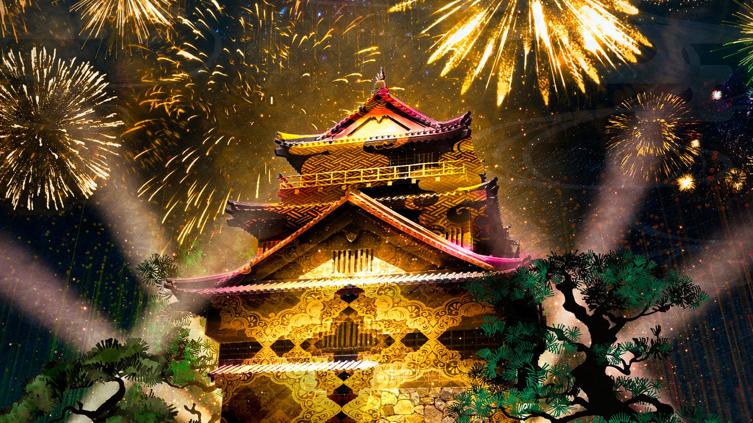 「岡崎城天守閣 プロジェクションマッピング 2023」徳川家康生誕の地・岡崎の夜華やかに彩る