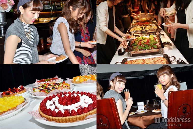 豪華な食事に目移りしちゃう／モデル：水森友香、みさみさ