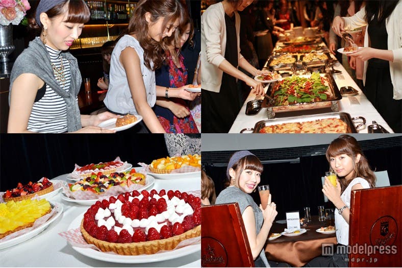 豪華な食事に目移りしちゃう/モデル:水森友香、みさみさ