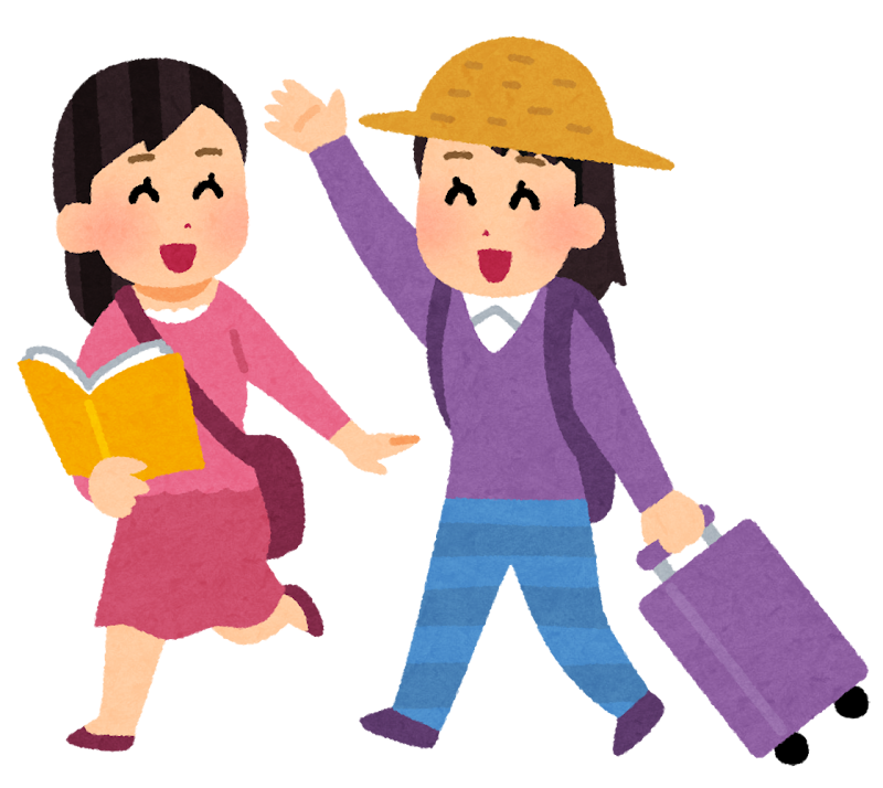 旅行に行く女性のイラスト