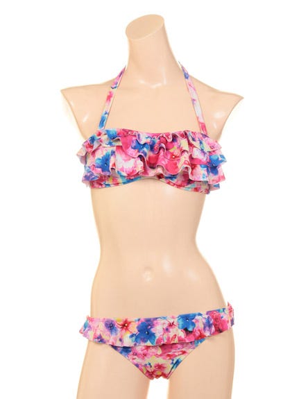 フラワープリント 3段フリル バンドゥブラ「Swimwear Collection」14,580円(税込)