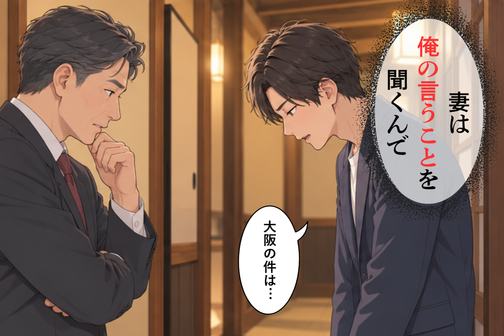 「妻は俺の言うことを聞くんで」と言った俺→座敷の外で先輩に告げたこと
