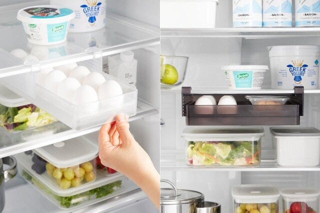 towerの冷蔵庫中棚下高さ調節卵ラック