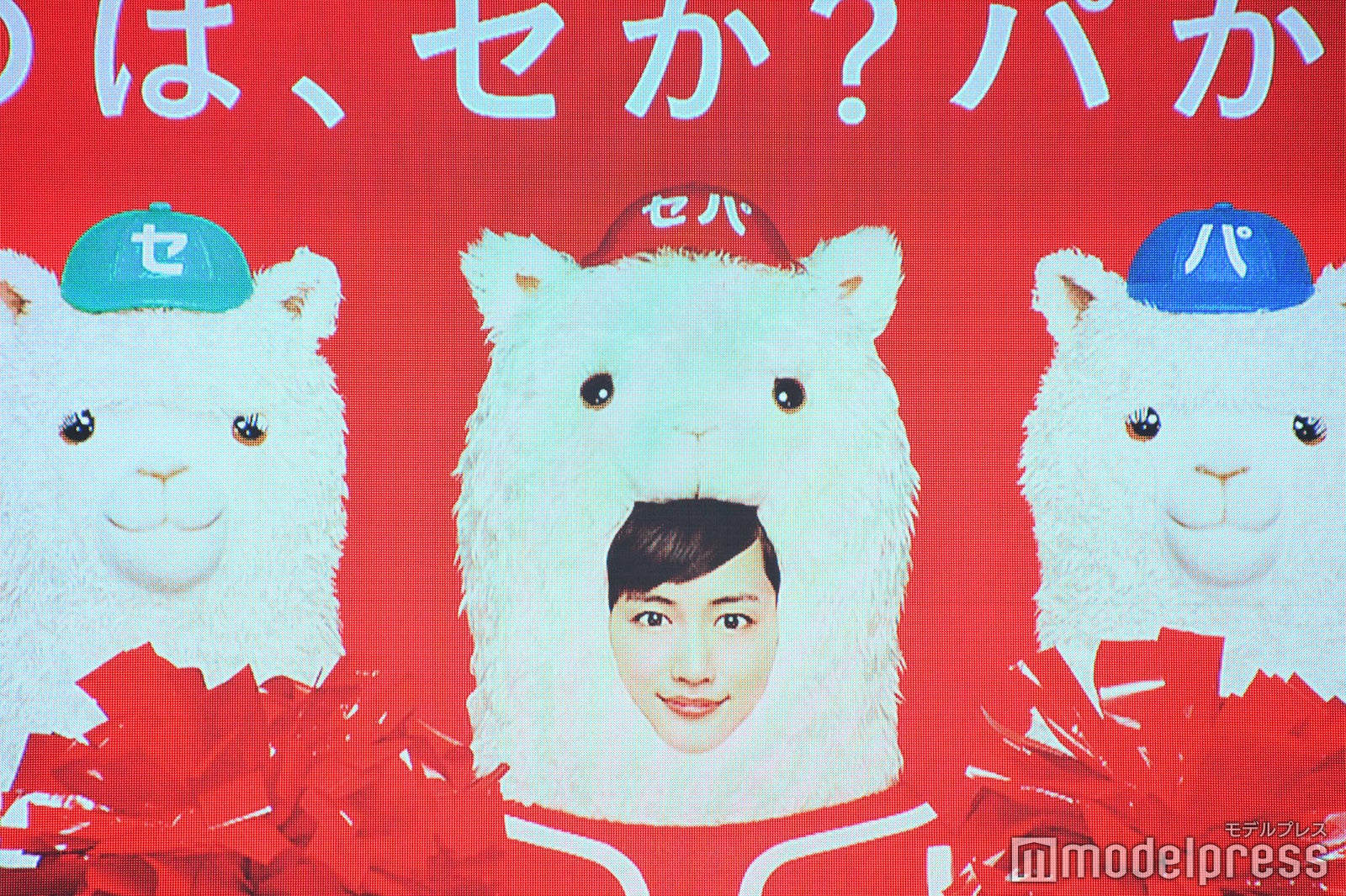 スクリーンで放映されたアルパカ姿の綾瀬はるか（C）モデルプレス