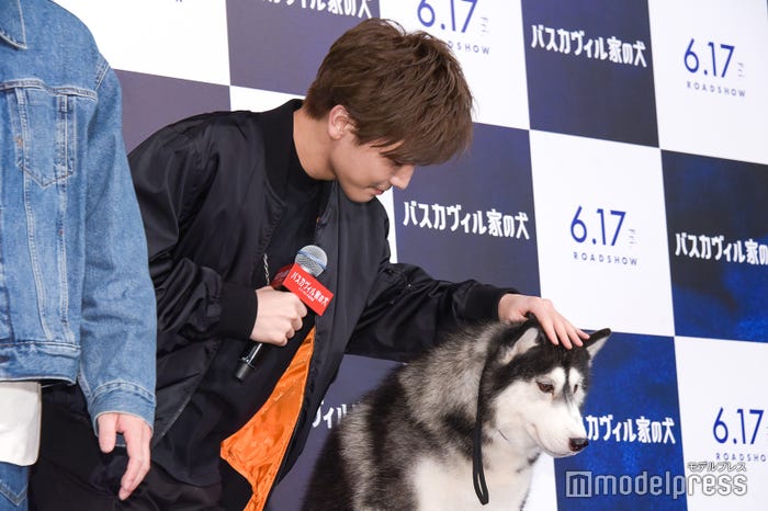 一緒にお辞儀をする岩田剛典とナイト(C)モデルプレス