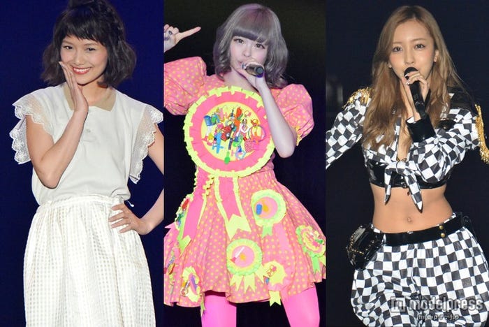 この日のステージを盛り上げた武智志穂、きゃりーぱみゅぱみゅ、板野友美