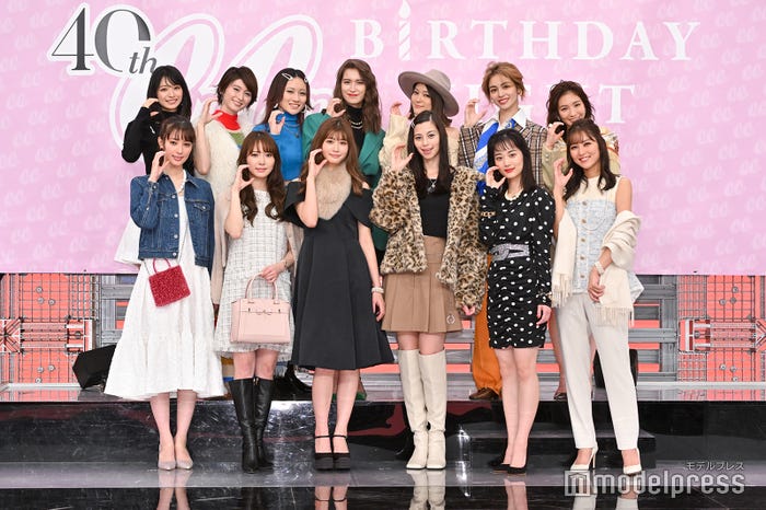 (前列左より)宮本茉由、加藤史帆、生見愛瑠、中条あやみ、山下美月、石川恋/(後列左より)小室安未、菜波、佐々木莉佳子、トラウデン直美、まい、楓、ほのか/「CanCam 40th Birthday Night Vol.2」メディア取材会より(C)モデルプレス