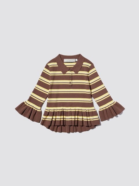 ボーダーリブポロセーター 2025gu女性おすすめボーダーリブポロセーター