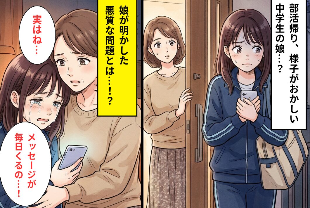 部活帰りの、中2の娘の様子がおかしい？直後⇒震える声で【明かされた事実】に…背筋が凍る！？