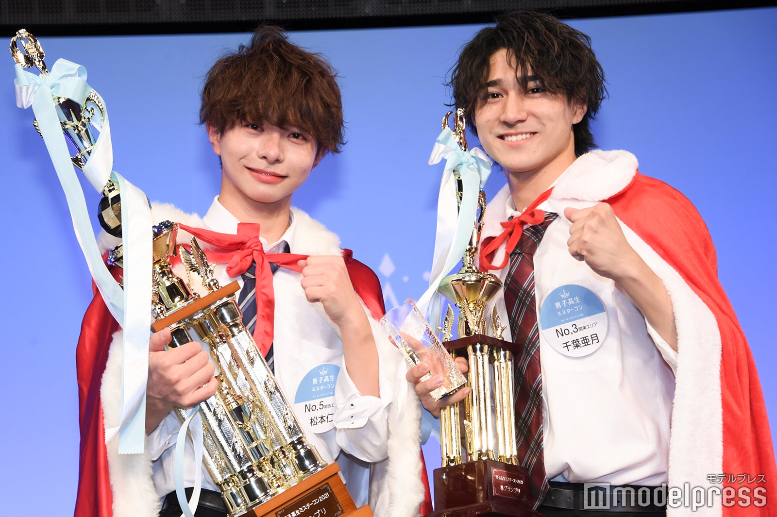 「男子高生ミスターコン2021」グランプリ・松本仁くん、準グランプリ・千葉亜月くん（C）モデルプレス