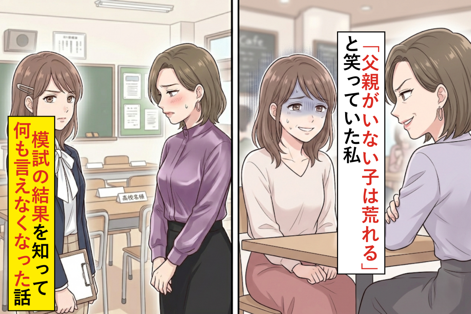 「父親がいない子は荒れる」と笑っていた私→模試の結果を知って何も言えなくなった話