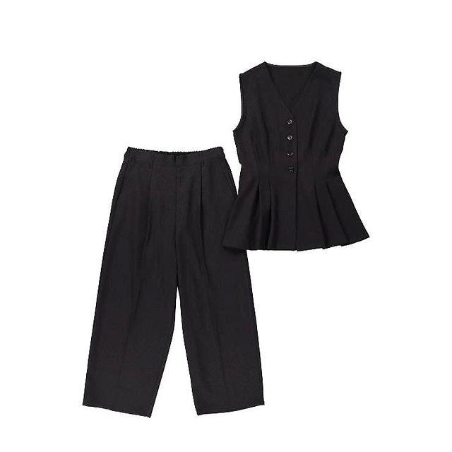 しまむら ベスト ワイドパンツ セット しまむらのベストとワイドパンツセット