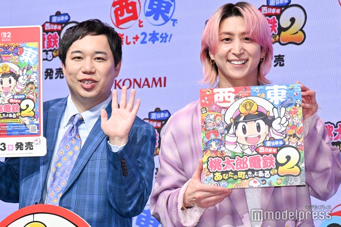 「Mステ」での匂わせを指摘するせいや、すかさず「桃鉄」のことだとアピールする佐久間大介(C)モデルプレス