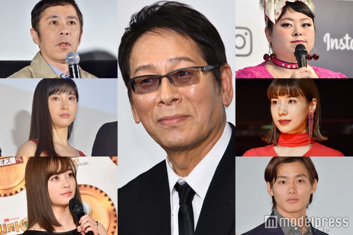 (中央)大杉漣さん(左上から)岡村隆史、土屋太鳳、橋本環奈(右上から)渡辺直美、仲里依紗、野村周平 (C)モデルプレス