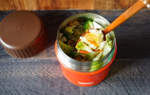 ブロッコリーとかぶと桜エビの雑炊