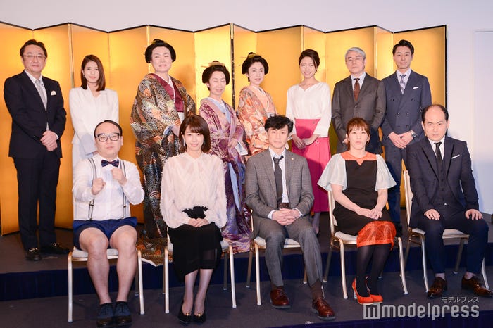(前列左から)たかし、加藤綾子、東山紀之、吉田沙保里、斎藤司(後列左から)三宅正治アナウンサー、永島優美アナウンサー、久保田磨希、鷲尾真知子、山口香緒里、三田友梨佳アナウンサー、風間晋、木村拓也アナウンサー(C)モデルプレス
