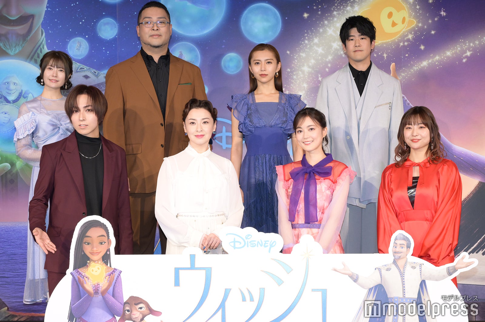 （後列左から）竹達彩奈、落合福嗣、青野紗、宮里駿／（前列左から）蒼井翔太、檀れい、生田絵梨花、大平あひる（C）モデルプレス