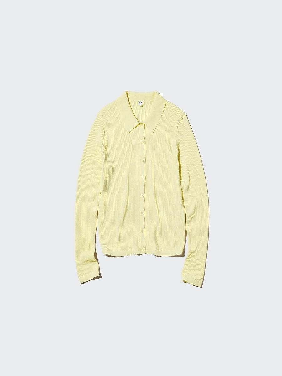 ユニクロのリブポロカーディガン