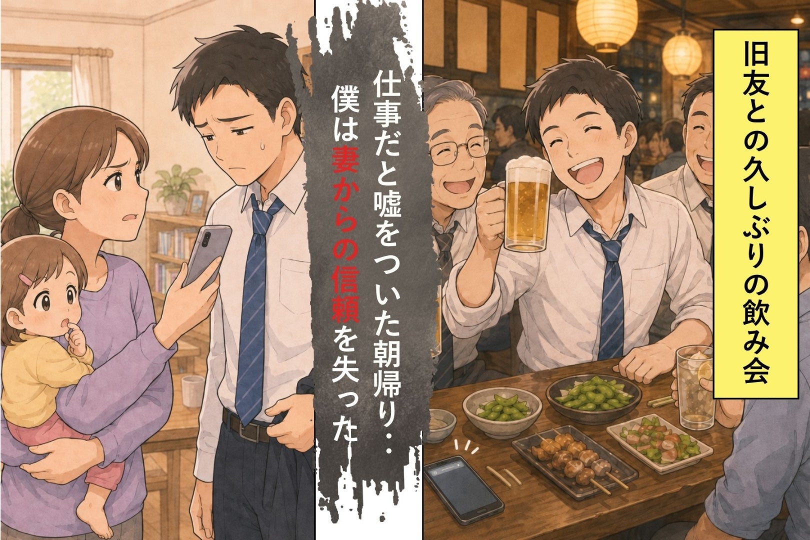 久しぶりの飲み会でつい飲みすぎた僕。仕事だと嘘をついた朝帰りを、母のメッセージに暴かれた
