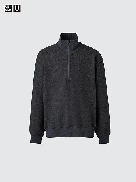 ユニクロのブラッシュドスウェットハーフジップシャツ