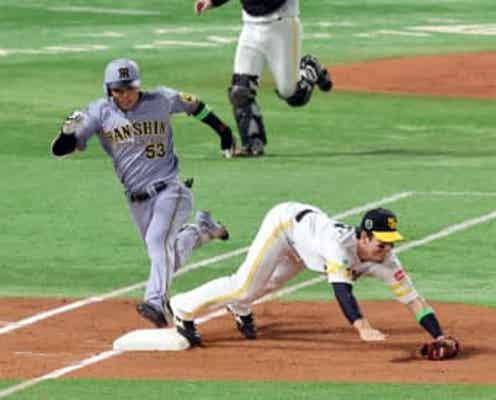阪神・島田が第1打席でセーフティーバント 相手守備を揺さぶるも間一髪アウト