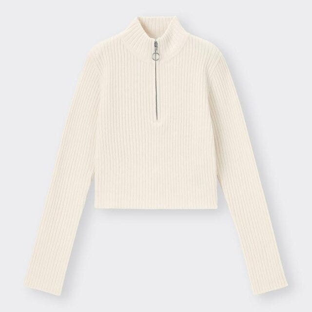 GU　秋の新作アイテム　高見え　リブハーフジップセーター