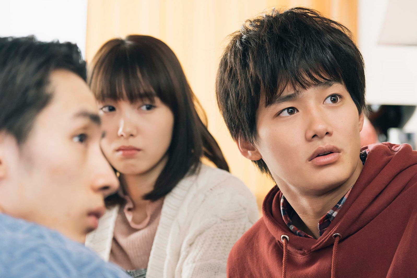 清水尋也、飯豊まりえ、野村周平／「電影少女」第4話より（C）「電影少女2018」製作委員会