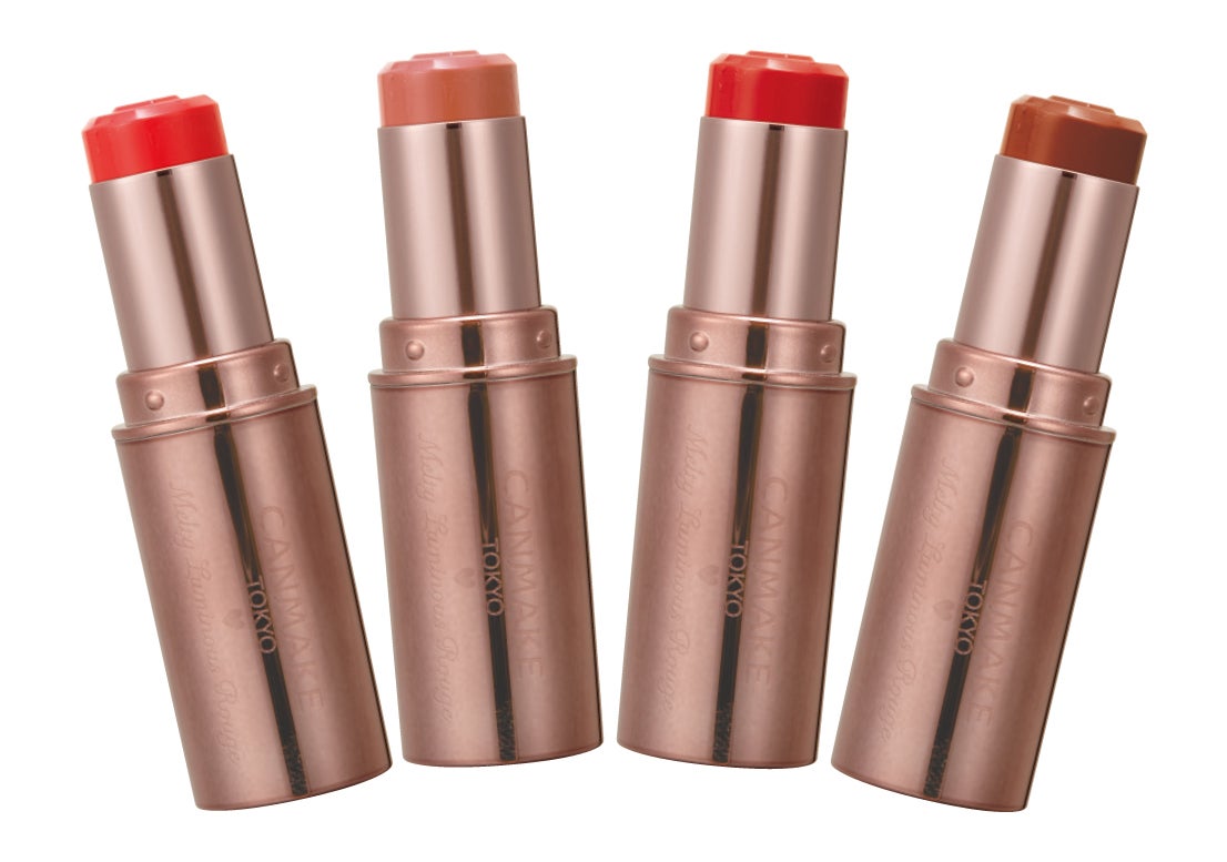 （左から）「メルティールミナスルージュ（ティントタイプ）T01 ブライドピンクコーラル」「同 T02 ロゼミルクティー」「同 T03 ディアレストレッド」「同 T04 スウィートガナッシュ」（画像提供：株式会社井田ラボラトリーズ）