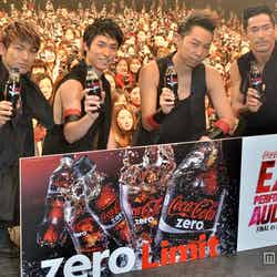 「コカ・コーラ ゼロ」×EXILE“Zero　Limit”キャンペーン第二章オープニングイベントに出席したEXILE（左から：NAOTO、USA、TETSUYA、NAOKI）