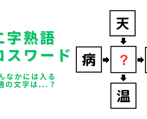 【二字熟語クロスワード】真んなかに入る漢字は?粘ればわかるはずです...!