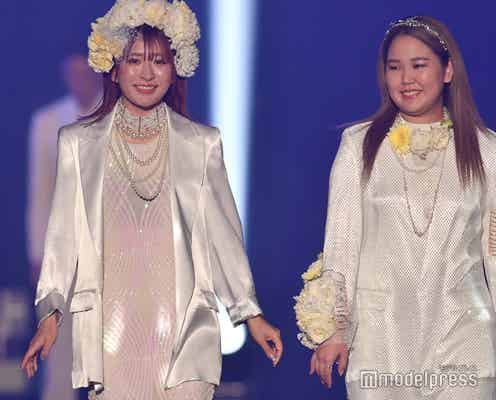 平成フラミンゴ、純白ドレス姿 “シークレット登場”サッカー日本代表・権田修一選手との共演に驚き<TGC しずおか>