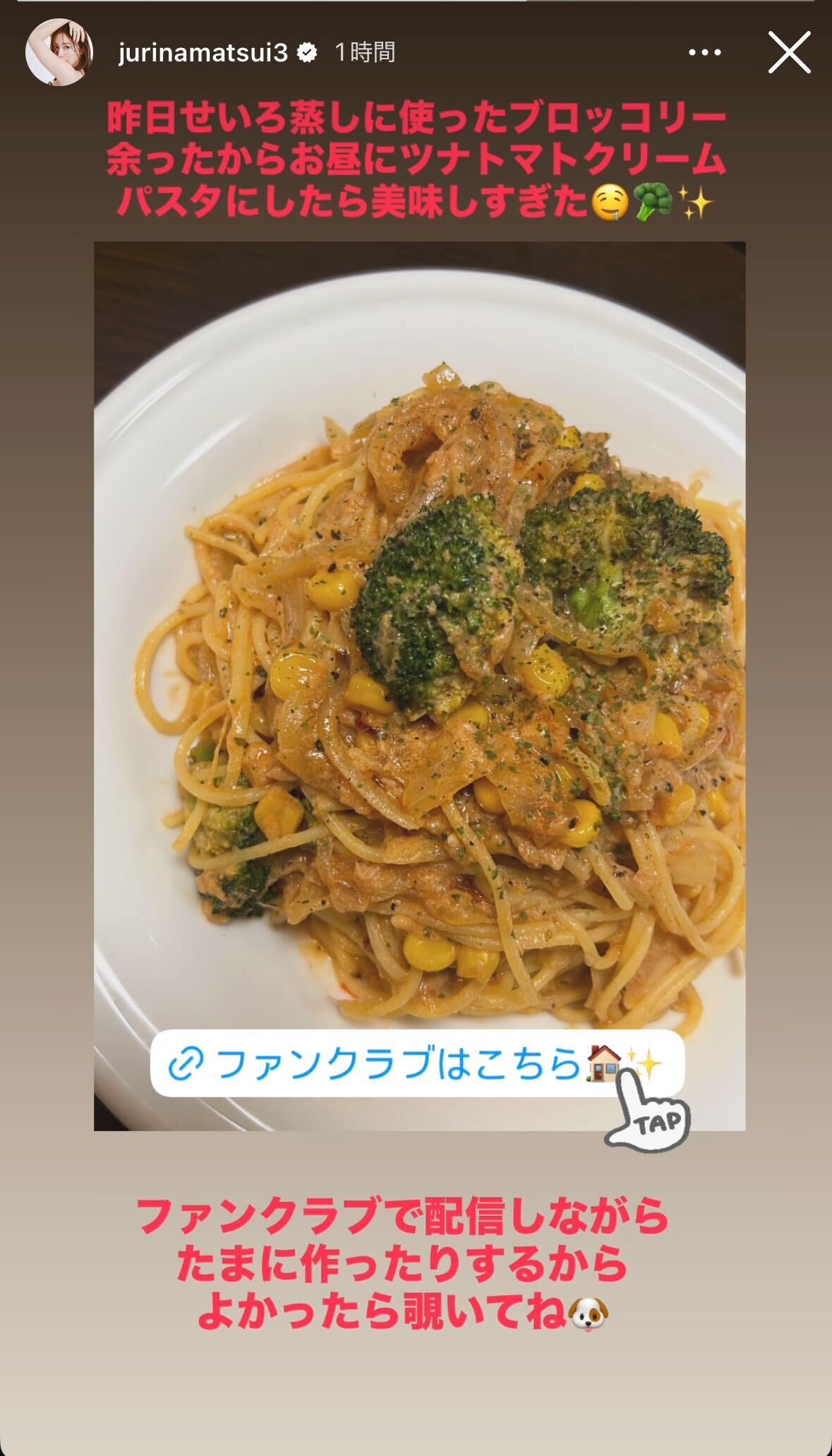 松井珠理奈Instagramストーリーズより