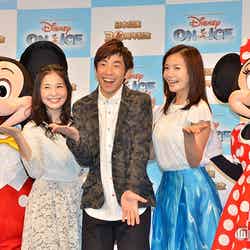 左より：ミッキーマウス、関根麻里、織田信成、華原朋美、ミニーマウス