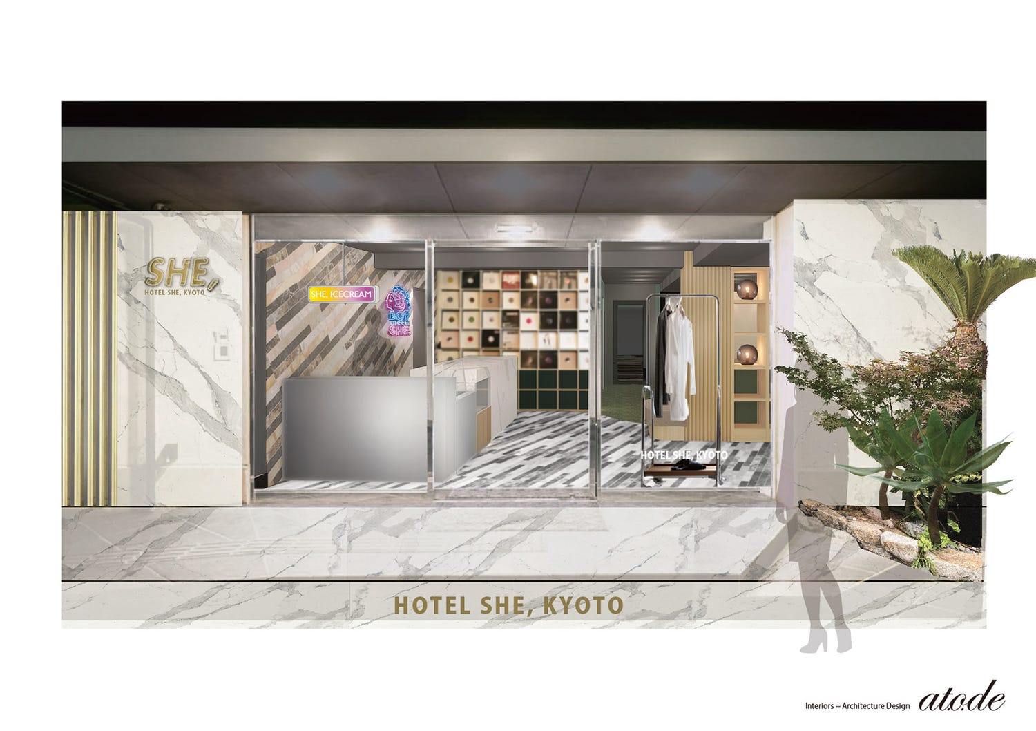 「HOTEL SHE, KYOTO」京都のブティックホテルがリニューアル アイスクリームパーラー併設