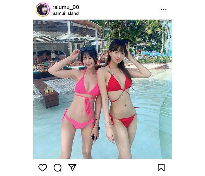 藤川らるむ、川崎ひかると圧巻の美くびれボディを披露したビキニ2ショット公開！！ モデルプレス