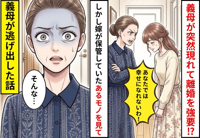義母が突然現れて…「あなたでは幸せになれない」離婚を強要！？しかし⇒嫁保管していた【あるモノ】を見て義母が逃げ出した話