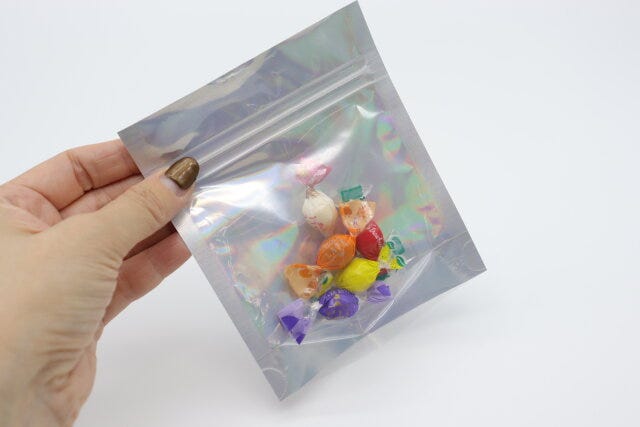 底マチオーロラストックバッグ（13cm×11cm×4cm、5枚）　使用例