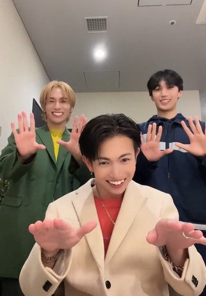 （左から）山下幸輝、綱啓永、Naoya／山下幸輝TikTokより