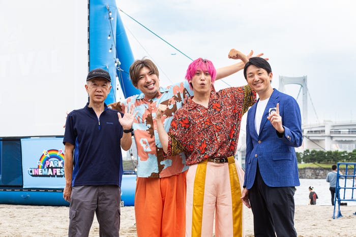 ⾼⽊淳監督、EXIT、清⽔章弘氏「PARK CINEMA FESTIVAL in お台場海浜公園」(提供写真)