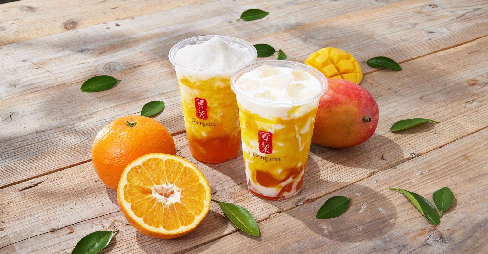 ゴンチャ“いよかんマンゴー”ミルクティー＆フローズン、和柑橘ジュレ＆マンゴーソースがアクセント
