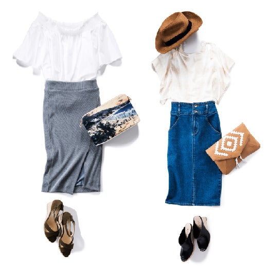 “オフショルダー×タイトスカート”で全身から色気を出して！