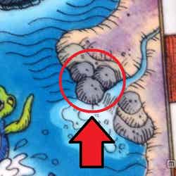 地図に描かれた岩がミッキーの形に