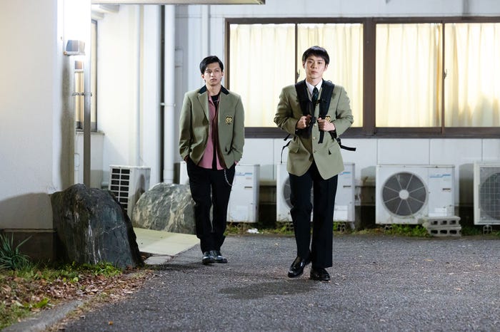 田中偉登、細田佳央太/「もしも、イケメンだけの高校があったら」第2話より(C)テレビ朝日